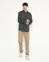Men's Green Plaid Long Sleeve Shirt