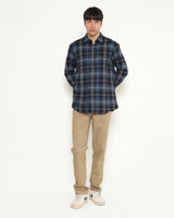 Men's Blue Plaid Long Sleeve Shirt