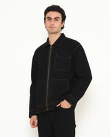 Men's Black Casual Canvas Harrington Jacket