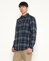 Men's Blue Plaid Long Sleeve Shirt