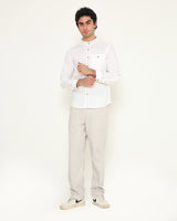 Men's Casual Premium Cotton White Long Sleeve Koko Shirt