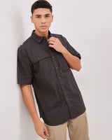 Men's Gray Short Sleeve Regular Shirt