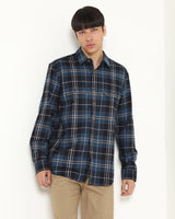 Men's Blue Plaid Long Sleeve Shirt