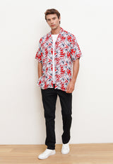 Red Pattern Men's Short Sleeve Shirt