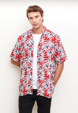 Red Pattern Men's Short Sleeve Shirt