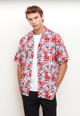 Red Pattern Men's Short Sleeve Shirt