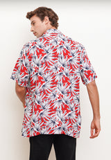 Red Pattern Men's Short Sleeve Shirt