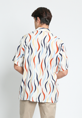 Off-White Abstract Short Sleeve Men's Cuban Shirt