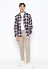 Casual Checkered Shirt Long Sleeve Navy