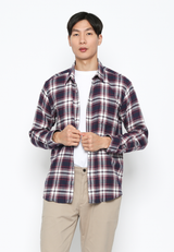 Casual Checkered Shirt Long Sleeve Navy