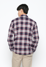 Casual Checkered Shirt Long Sleeve Navy