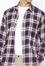 Casual Checkered Shirt Long Sleeve Navy