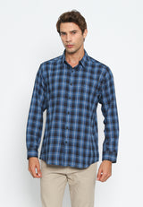 Blue Checkered Pattern Long Sleeve Shirt