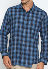 Blue Checkered Pattern Long Sleeve Shirt