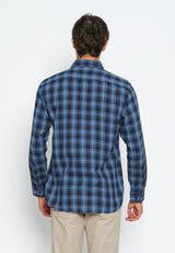 Blue Checkered Pattern Long Sleeve Shirt