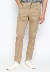 Cream Twill Regular Fit Pants