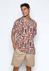 Khaky Abstract Pattern Cuban Shirt