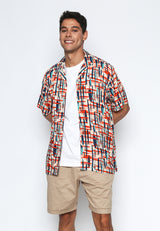 Khaky Abstract Pattern Cuban Shirt