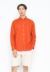 Orange Men's Long Sleeve Regular Fit Shirt