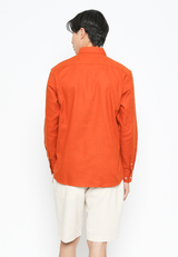 Orange Men's Long Sleeve Regular Fit Shirt
