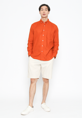 Orange Men's Long Sleeve Regular Fit Shirt