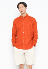Orange Men's Long Sleeve Regular Fit Shirt