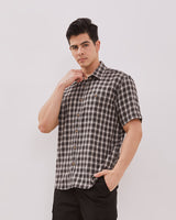 Men's Gray Short Sleeve Flannel Shirt