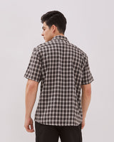 Men's Gray Short Sleeve Flannel Shirt