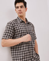 Men's Gray Short Sleeve Flannel Shirt