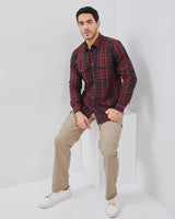 Regular Long Sleeve Flannel Shirt Red