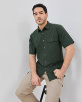 Green Vented Short Sleeve Regular Shirt