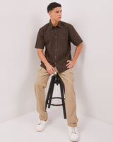 Men's Brown Short Sleeve Shirt