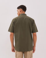 Men's Olive Green Short-Sleeved Shirt