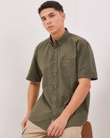 Men's Olive Green Short-Sleeved Shirt