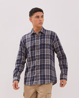 Men's Navy Flannel Short Sleeve Shirt