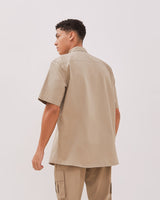 Cream Short Sleeve Regular Shirt For Men