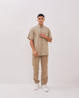 Cream Short Sleeve Regular Shirt For Men