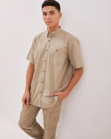 Cream Short Sleeve Regular Shirt For Men