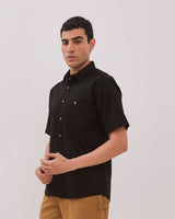 Black Short-Sleeved Shirt For Men