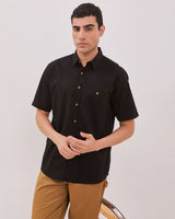 Black Short-Sleeved Shirt For Men