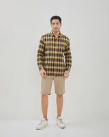 Men's Yellow Plaid Long Sleeve Shirt