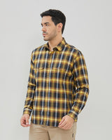Men's Yellow Plaid Long Sleeve Shirt