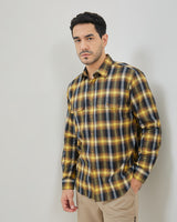 Men's Yellow Plaid Long Sleeve Shirt
