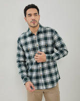 Men's Green Plaid Long Sleeve Shirt