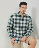 Men's Green Plaid Long Sleeve Shirt