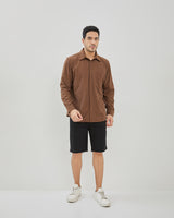 Men's Brown Corduroy Long Sleeve Shirt
