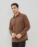 Men's Brown Corduroy Long Sleeve Shirt