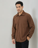Men's Brown Corduroy Long Sleeve Shirt