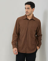 Men's Brown Corduroy Long Sleeve Shirt