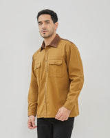 Men's Long Sleeve Shirt With Khaki Brown Pattern